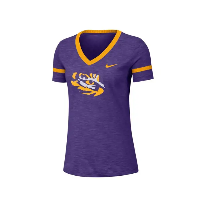 T-shirt col en V flammé femme L.S.U. NCAA 20 VIOLET