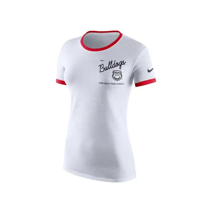 T-shirt à col contrastant pour femme NCAA Georgia Bulldogs 20 BLANC