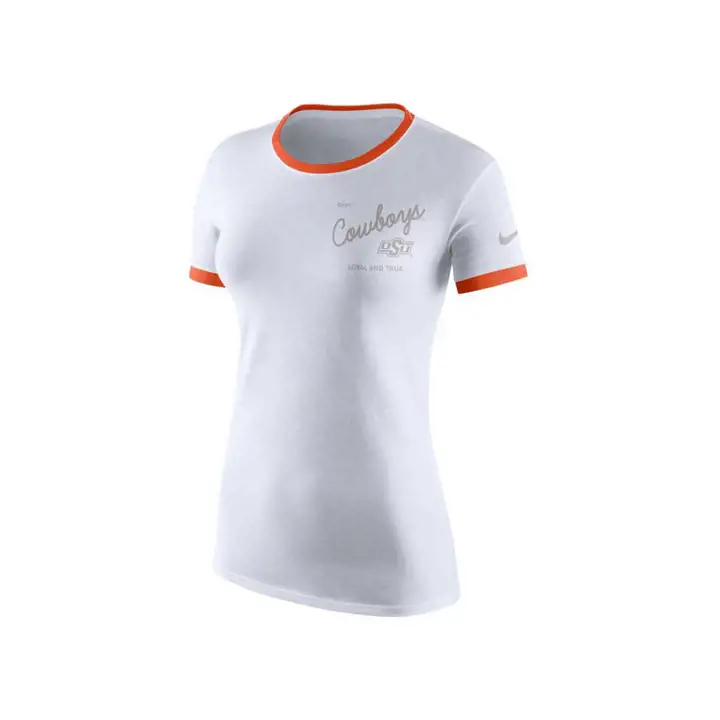 T-shirt Ringer Femme NCAA Oklahoma State Cowboys 20 BLANC