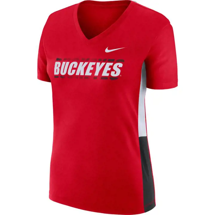 T-shirt Breathe NCAA Buckeyes de l'État de l'Ohio pour femme 20 ROUGE
