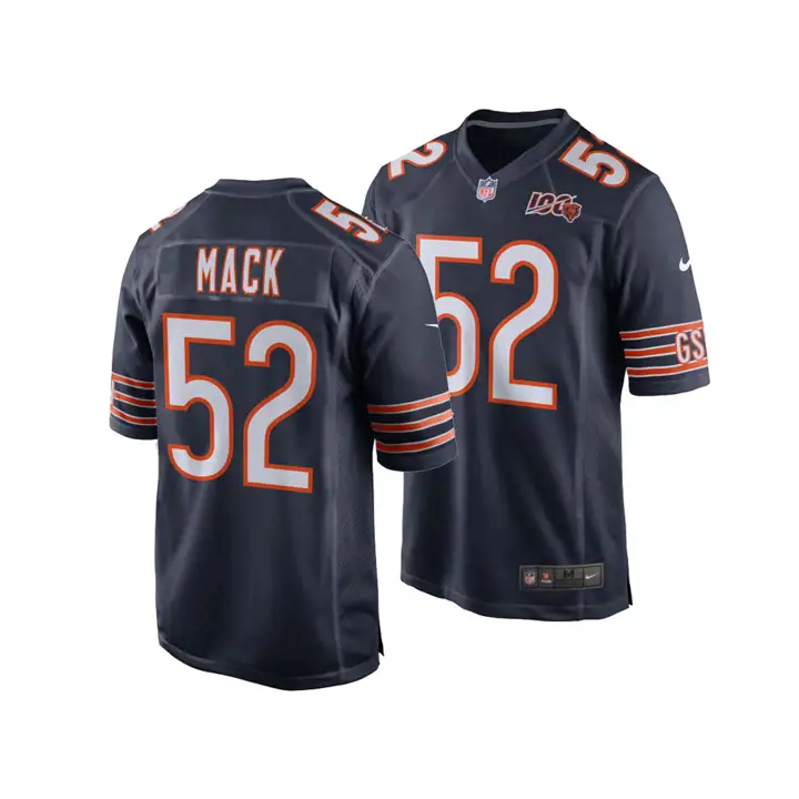Maillot de match NFL 100ème Patch Bears Khalil Mack marine