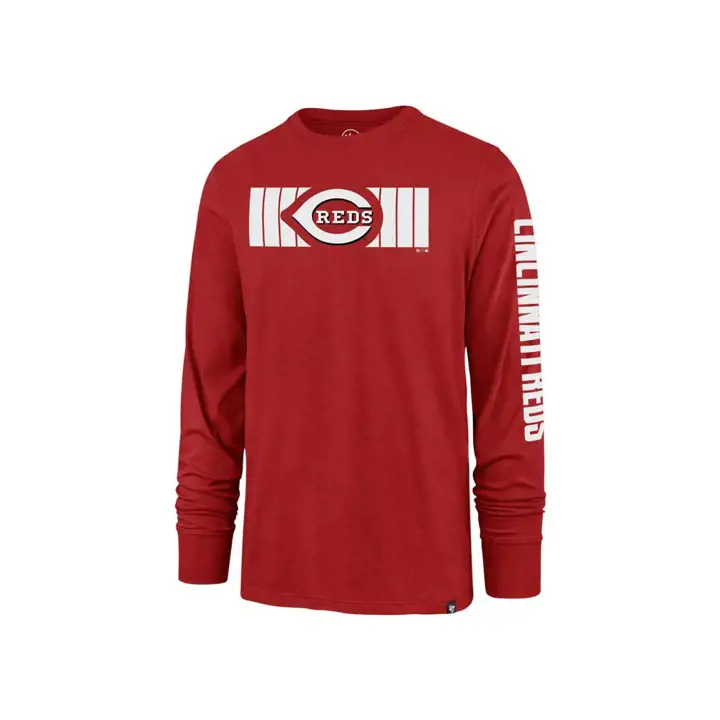 T-shirt à manches longues à rayures croisées MLB Cincinnati Reds ROUGE
