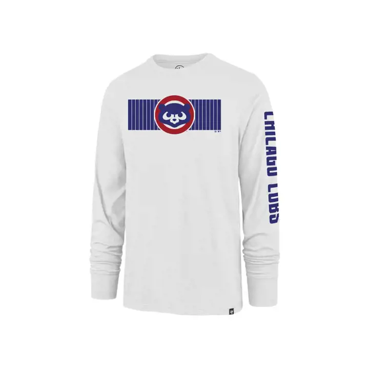 T-shirt à manches longues MLB Chicago Cubs à rayures croisées blanc