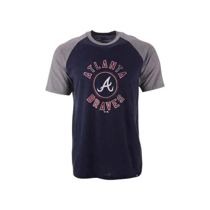 T-shirt raglan manches courtes ATLANTA BRAVES MLB mélange tri-matière BLEU MARINE/GRIS