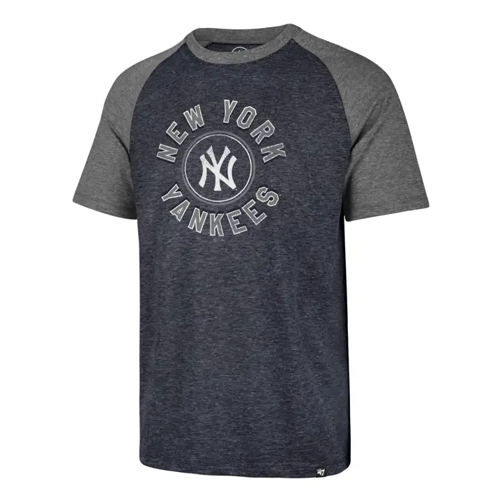 T-shirt à manches courtes raglan en tissu tri-mélange MLB NEW YORK YANKEES BLEU MARINE/GRIS