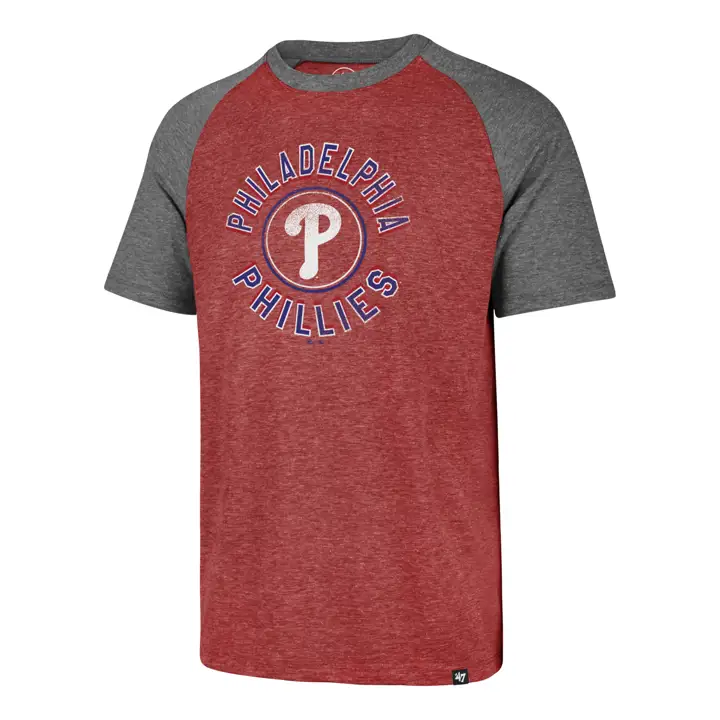 T-shirt à manches courtes raglan Triblend PHILADELPHIA PHILLIES MLB ROUGE/GRIS