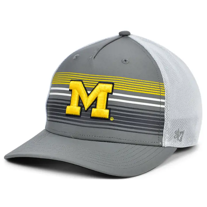 Casquette camionneur Michigan Wolverines NCAA Highland Mesh gris/blanc
