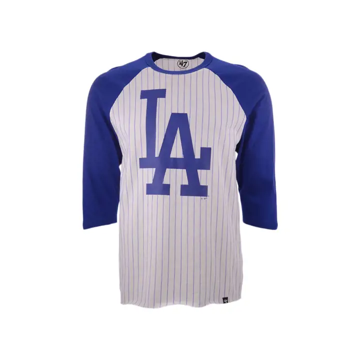Los Angeles Dodgers MLB Raglan à fines rayures style rétro BLANC/BLEU
