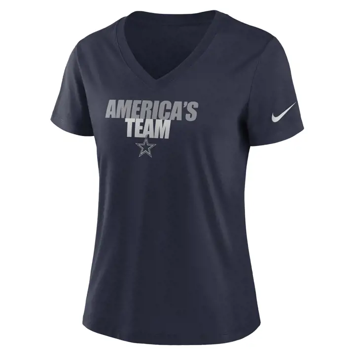 T-shirt col en V femme NFL Cowboys Local Triblend 20 marine