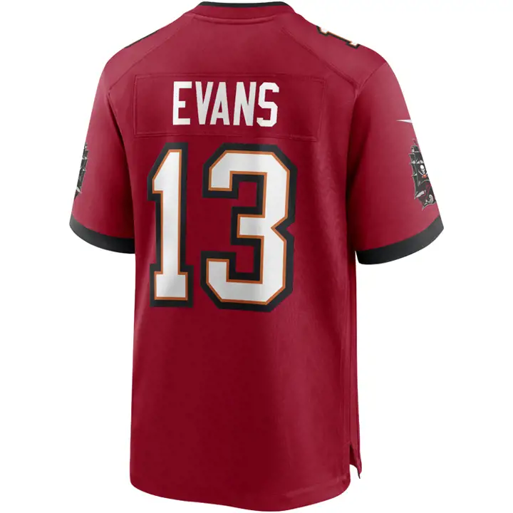 Maillot de football américain NFL rouge des Tampa Bay Buccaneers, modèle Evans