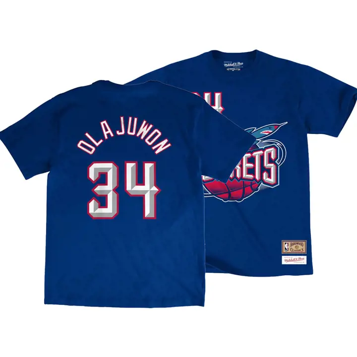 T-shirt joueur NBA Houston Rockets M&N HWC bleu marine Olajuwon