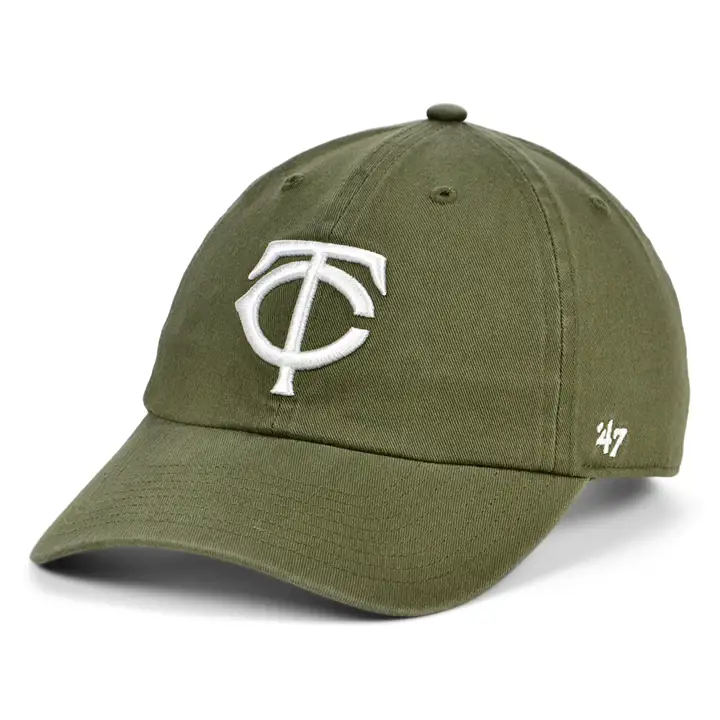 Casquette « Clean Up » MLB des Minnesota Twins, olive/blanc, de la marque '47