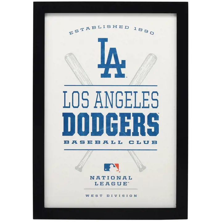 Décoration murale encadrée de l'équipe des Dodgers de Los Angeles