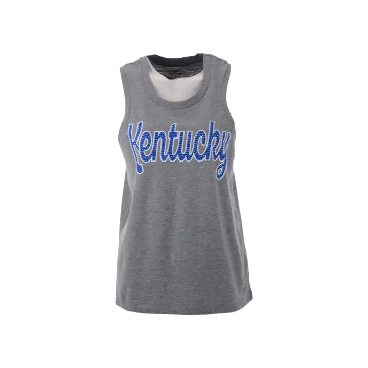Débardeur gris Kentucky Wildcats NCAA pour femme, style été, « Bling Bling »