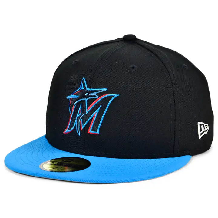 ÉCUSSON DE PLAQUE MIAMI MARLINS MLB 59FIFTY NOI/BLEU