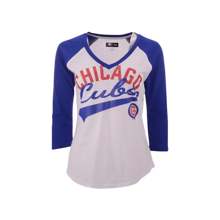 T-shirt raglan Chicago Cubs MLB pour femme "It's A Game" 20 gris
