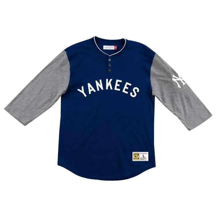New York Yankees MLB M&N Player Henley BLEU MARINE/GRIS