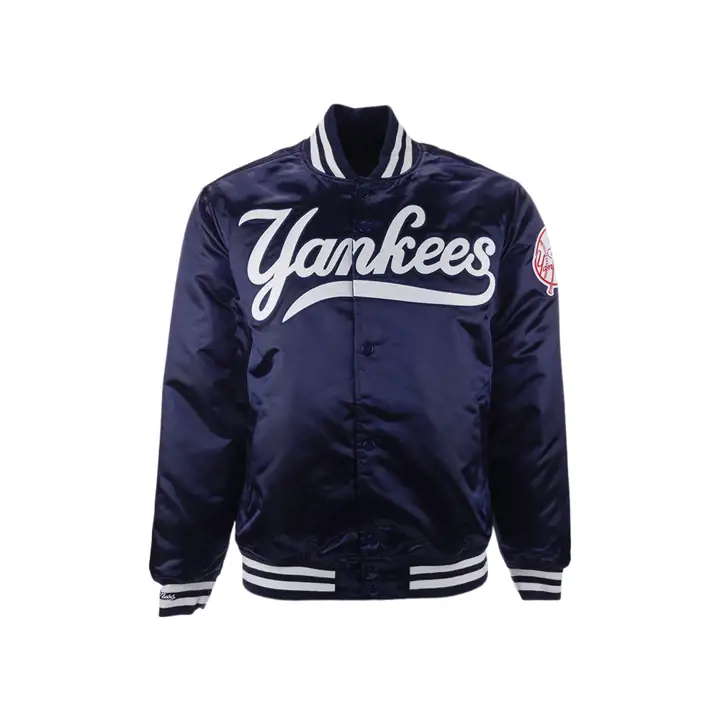 Veste authentique MLB M&N Yankees en satin 1999 BLEU MARINE