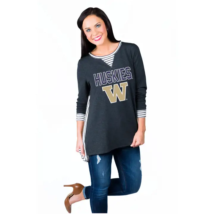 T-shirt boyfriend NCAA Washington Huskies Just My Stripe pour femme
