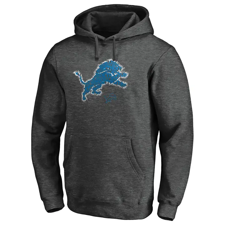 Sweat à capuche anthracite en molleton avec logo vieilli des Detroit Lions NFL