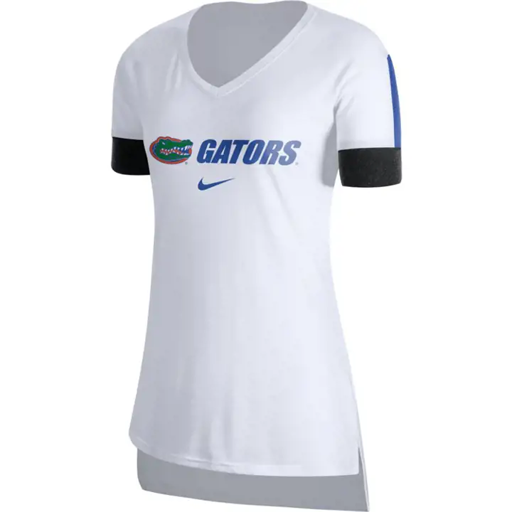 T-shirt en V pour femme Florida Gators NCAA Fan 20 blanc/bleu royal