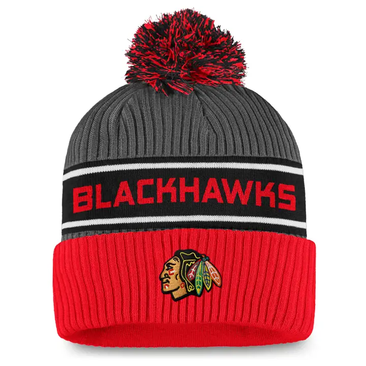 CHICAGO BLACKHAWKS 20 NHL Bonnet à pompon des vestiaires ROUGE