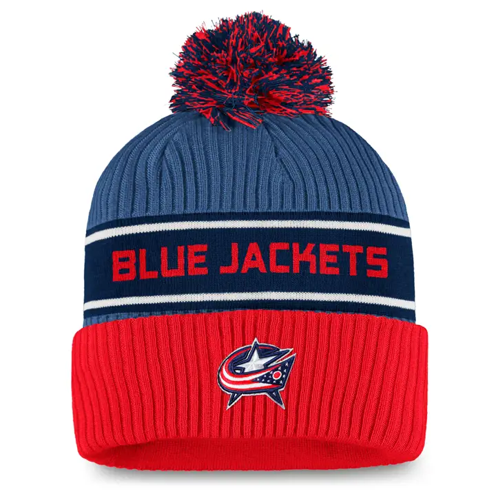 COLUMBUS BLUE JACKETS Bonnet pompon tricoté LNH 20 MARINE/ROUGE