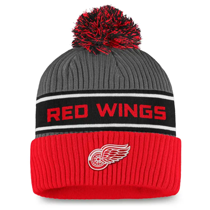 DETROIT REDWINGS Bonnet à pompon type vestiaire LNH Rouge
