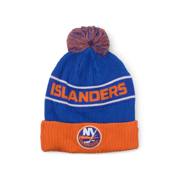 NEW YORK ISLANDERS 20 Bonnet pompon LTRYL/ORG du vestiaire de la LNH