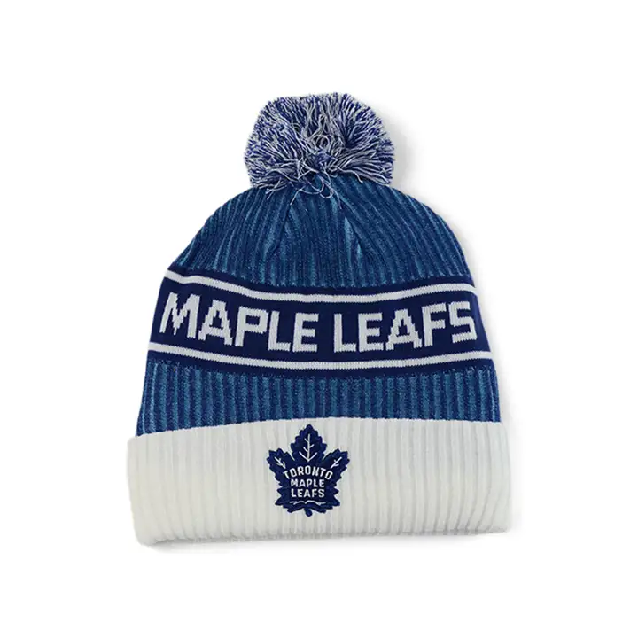 BONNET À POMPON TORONTO MAPLE LEAFS 20 NHL POUR VESTIAIRE MARINE FONCÉ/BLANC