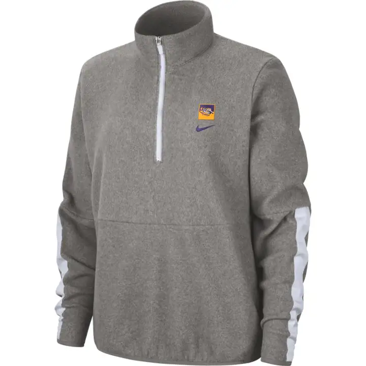 L.S.U. Polaire Thermique NCAA Femme 1/2 Zip 20 GRIS CLAIR