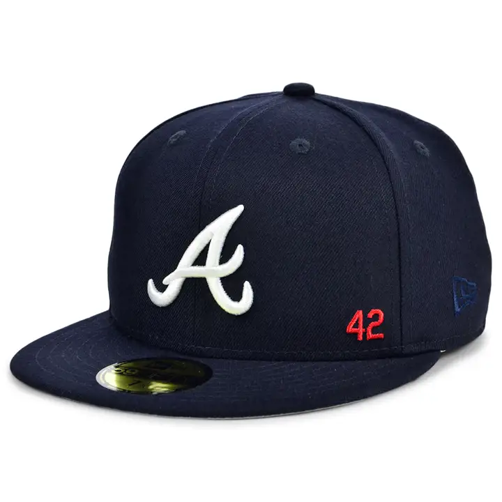 CASQUETTE 59FIFTY MLB ATLANTA BRAVES ÉCUSSON 50 ANS JUNIOR BLEU MARINE