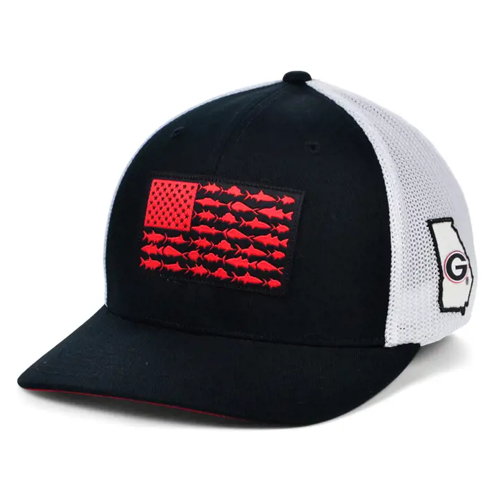 Georgia Bulldogs NCAA PFG Fish Flag Stretch noir/blanc