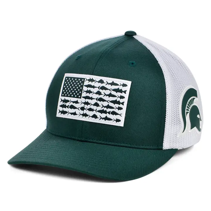 Michigan State Spartans NCAA PFG Fish Flag Stretch vert foncé/blanc