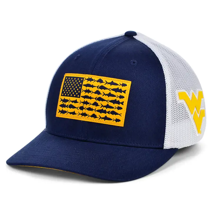 Drapeau de pêche extensible marine/w NCAA PFG West Virginia Mountaineers