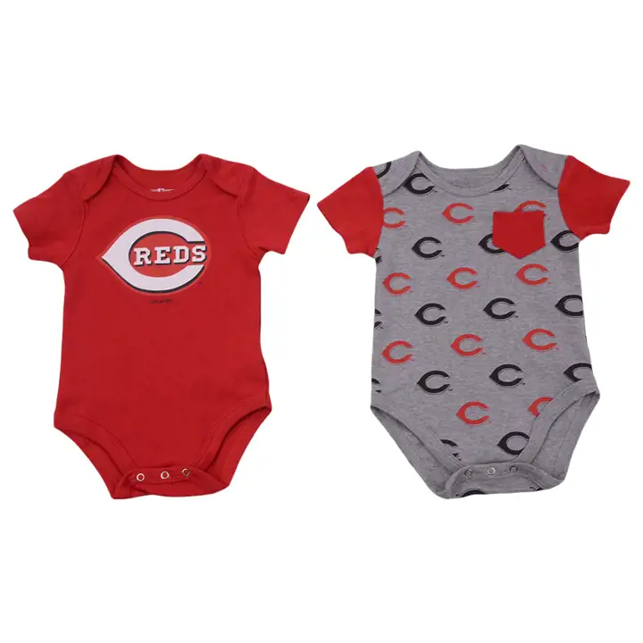 Ensemble de 2 bavoirs avec poche Cincinnati Reds MLB pour nouveau-né – Rouge