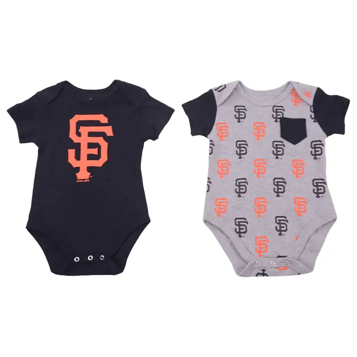 Ensemble de 2 bavoirs pour nouveau-né MLB des Giants de San Francisco, 20 pièces noir