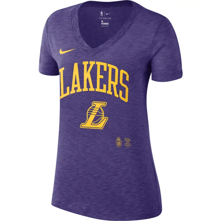 T-shirt col en V doux et sec pour femme NBA des Lakers de Los Angeles 20 po