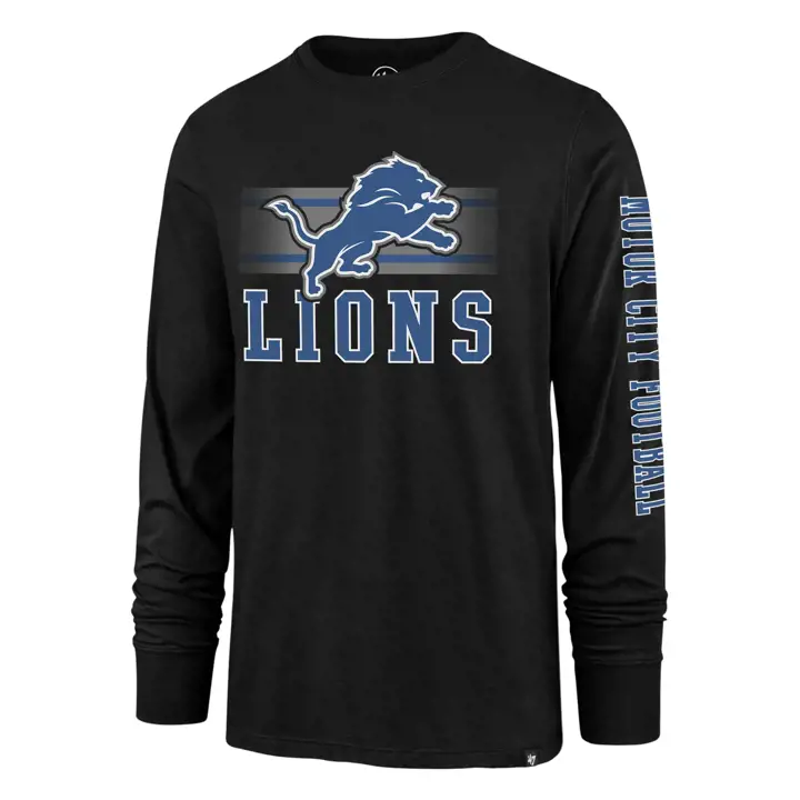 T-shirt à manches longues Detroit Lions NFL Power Rush Super Rival 20 noir