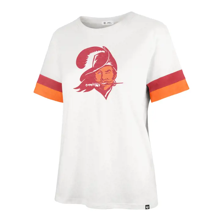 T-shirt rayé à manches Frankie pour femme NFL des Buccaneers de Tampa Bay