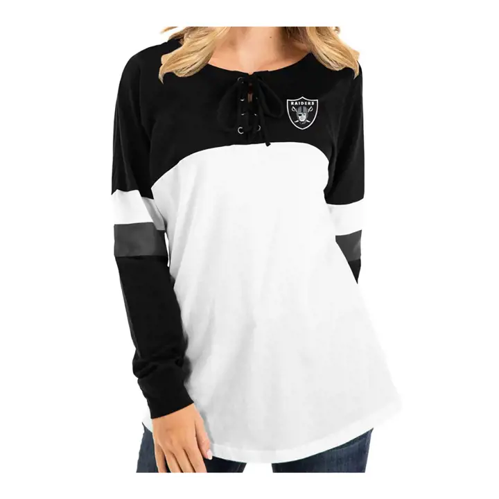 LAS VEGAS RAIDERS T-shirt NFL femme à lacets Manches Longues 20 BLK/WHT