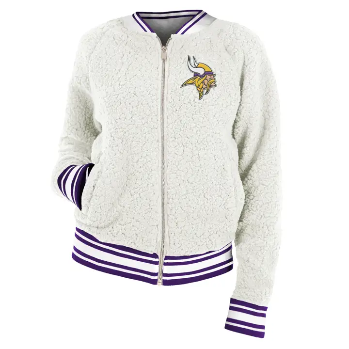 Veste aviateur Minnesota Vikings NFL Sherpa femme 20 crème
