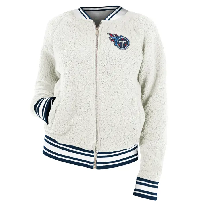 Veste Bomber Sherpa pour femme NFL Tennessee Titans 20 crème