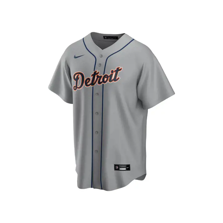 Maillot de baseball officiel réplique vierge des Detroit Tigers MLB – Gris route
