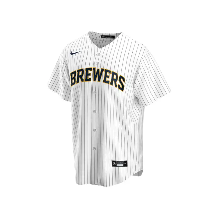 Maillot Réplique Officiel Vierge MLB des Milwaukee Brewers BLANC/MARINE