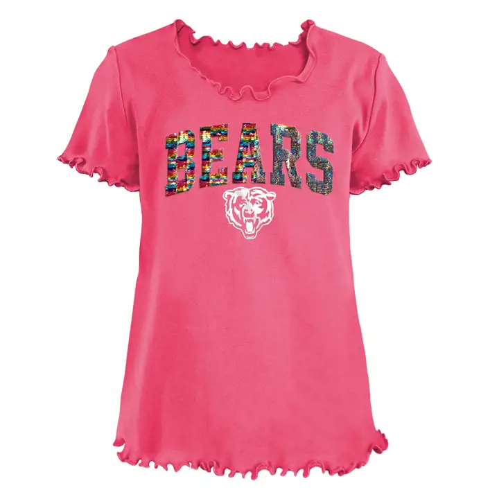 T-shirt Chicago Bears NFL fille à sequins réversibles 20 rose