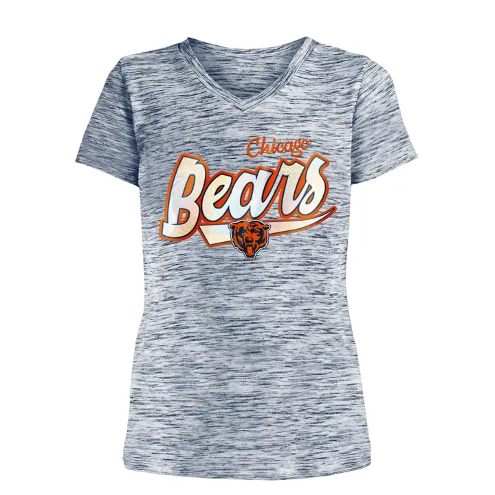 T-shirt en molleton chiné à feuille d'aluminium pour jeune fille NFL des Chicago Bears 20 ans, marine