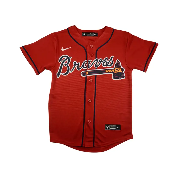 Maillot officiel vierge rouge MLB Atlanta Braves pour jeune