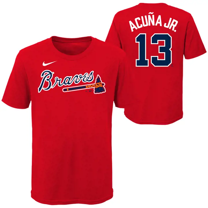 BRAVES MLB Tee joueur J&N jeunesse Ronald Acuna rouge