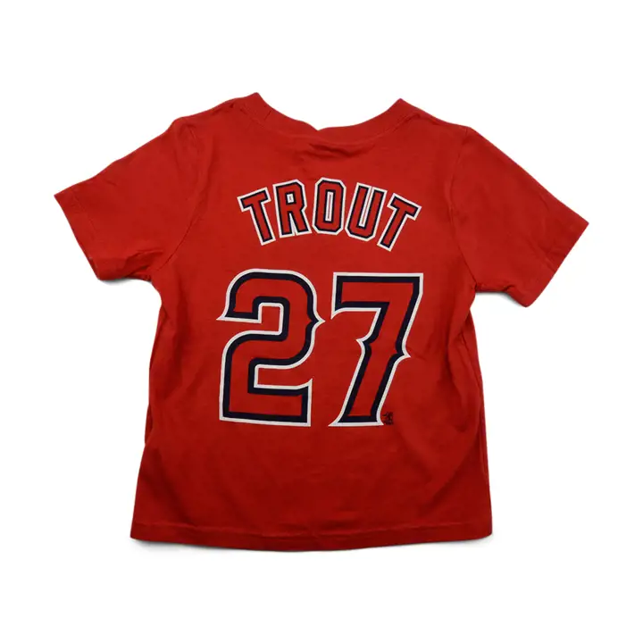 T-shirt Enfant Noms et Numéros LA Angels MLB Joueur Mike Trout rouge